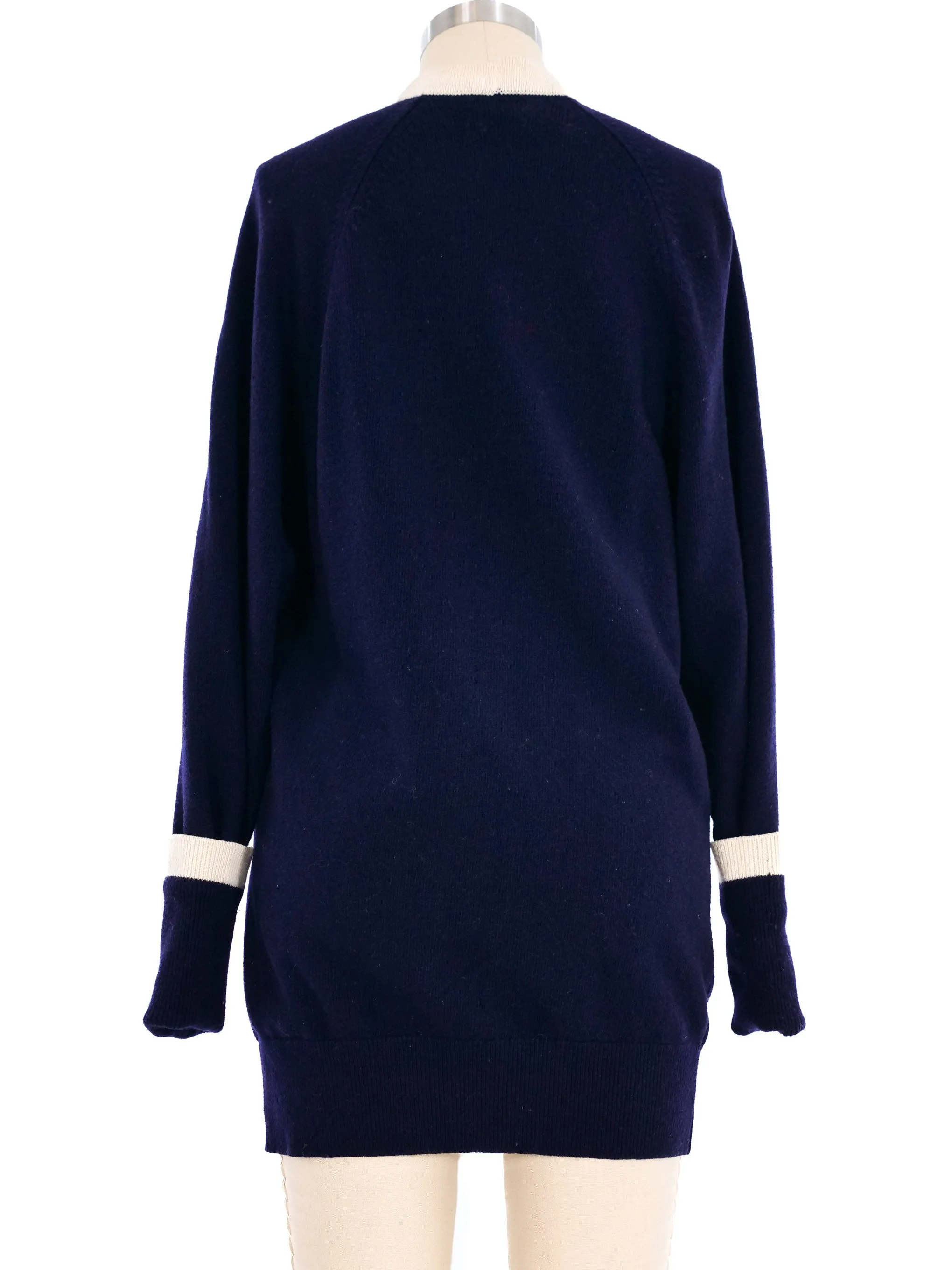 1980s Chanel Navy Varsity Cardigan