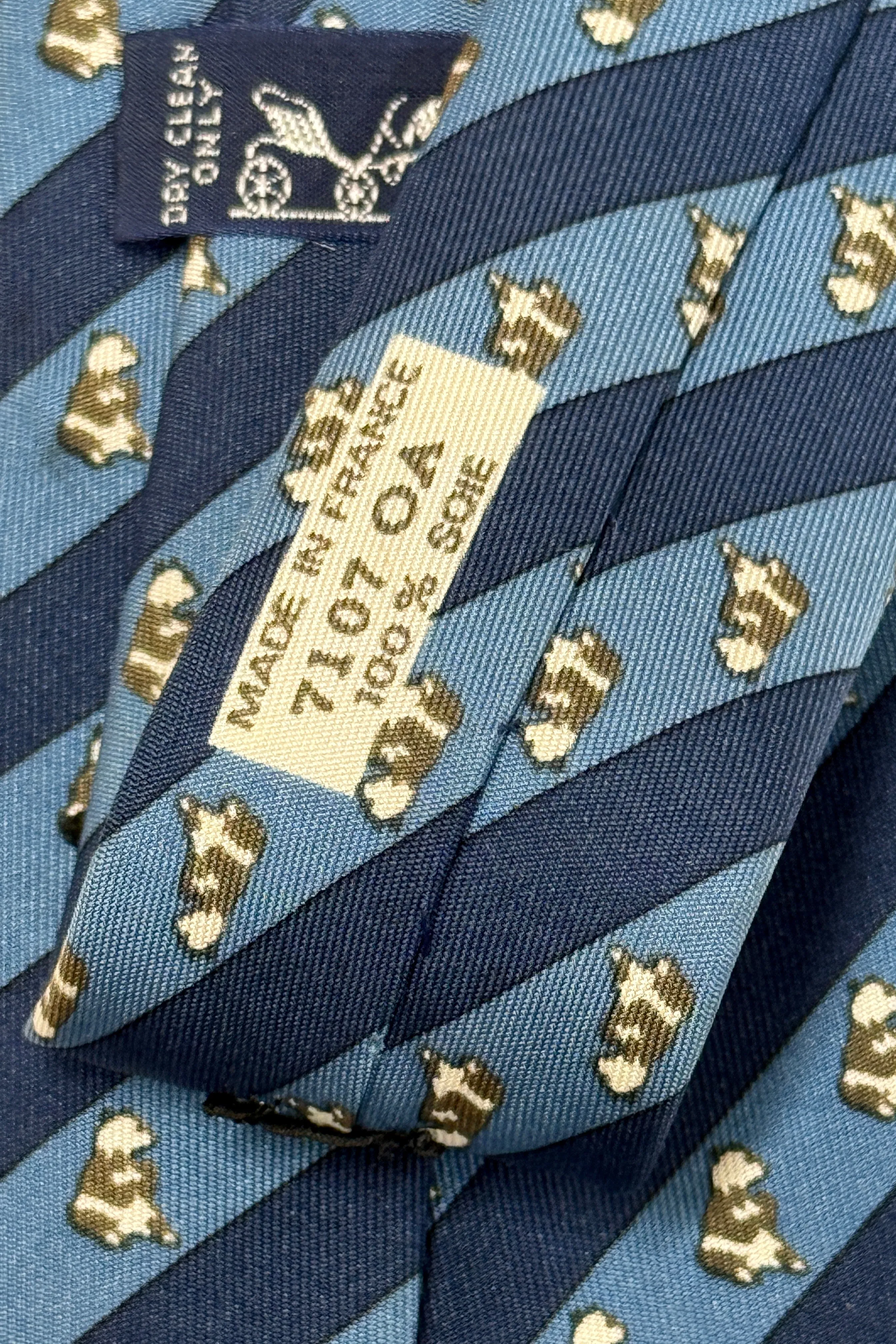 1980’S HERMES PARIS MADE IN FRANCE 100% SILK PANDA STRIPES HANDMADE TIE