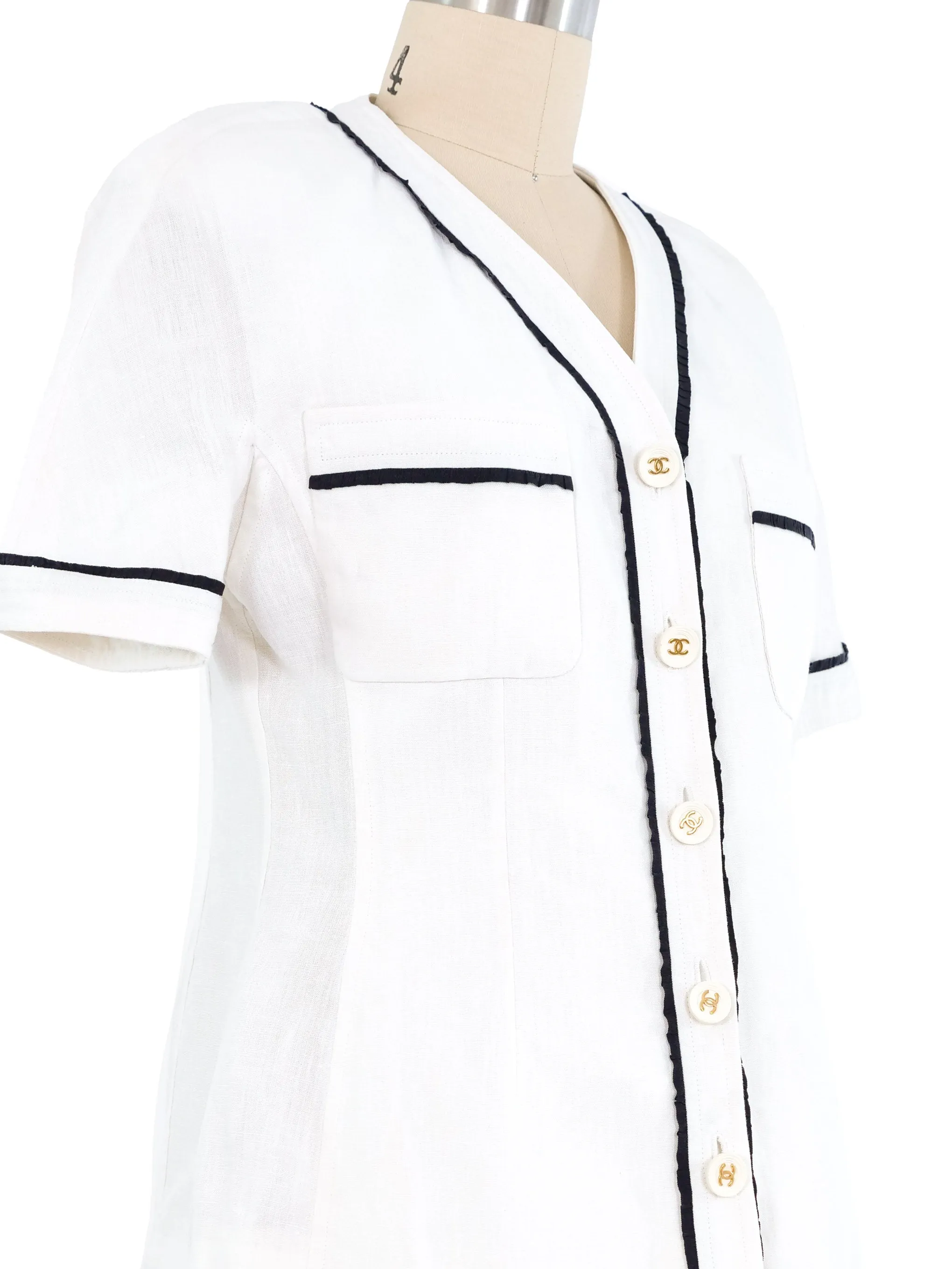 1994 Chanel Baseball Inspired Linen Jacket