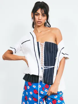 1994 Chanel Baseball Inspired Linen Jacket