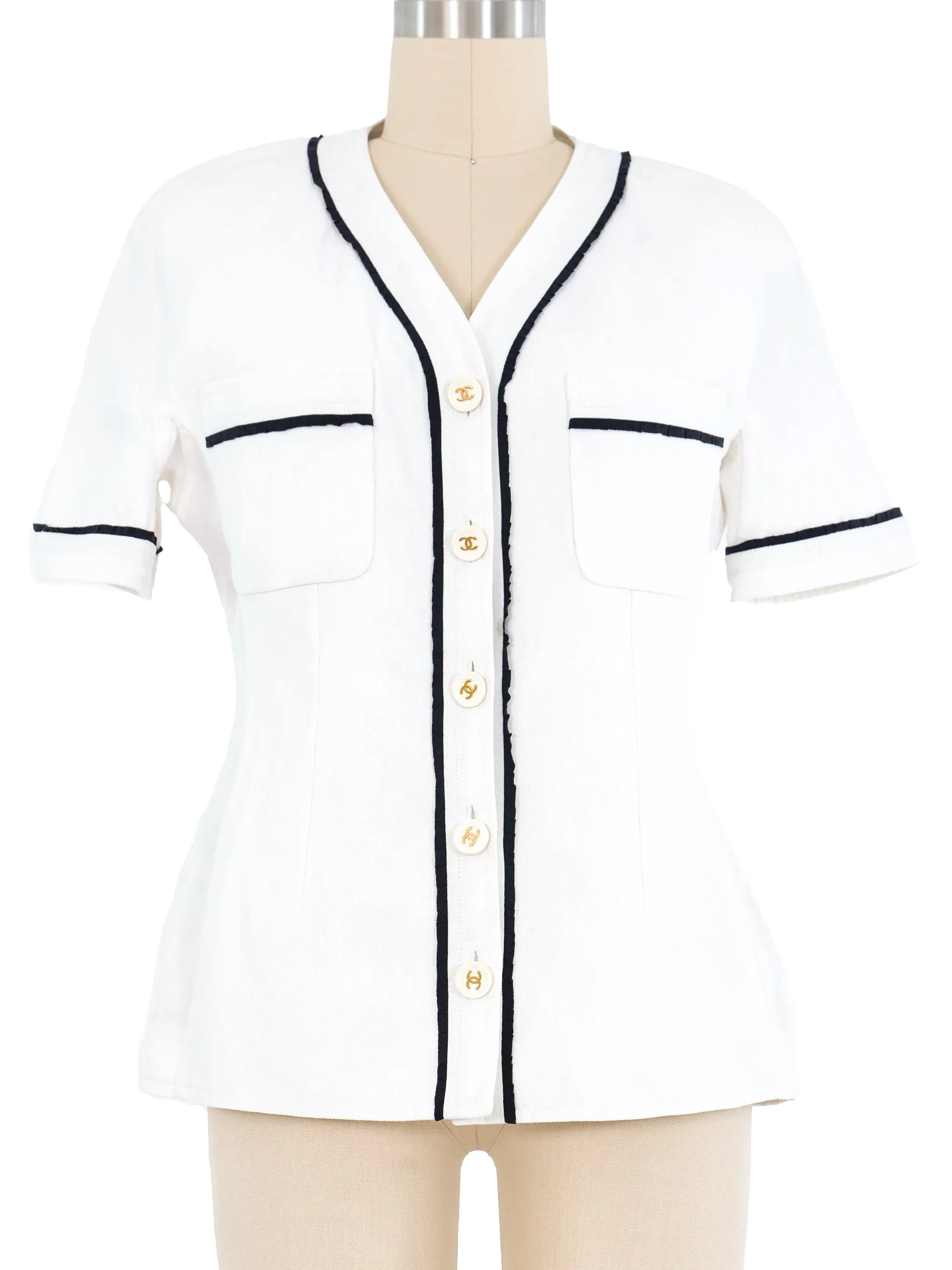 1994 Chanel Baseball Inspired Linen Jacket