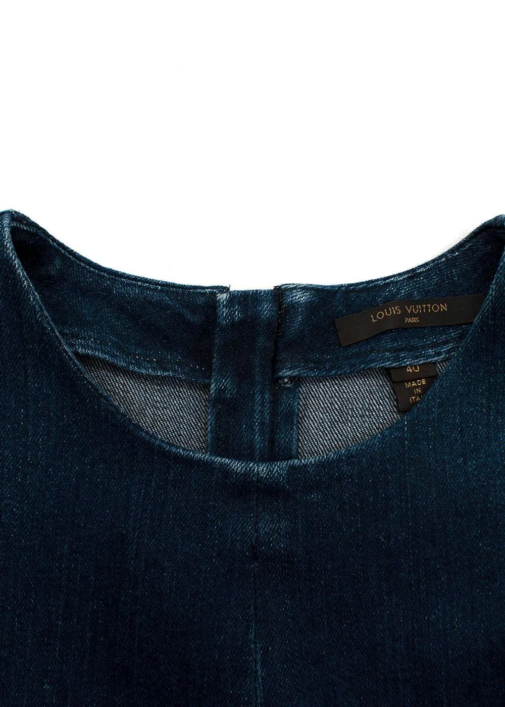 $3000 Louis Vuitton Blue Denim Patchwork Monogram Sleeveless Mini Dress F 40 L ladies