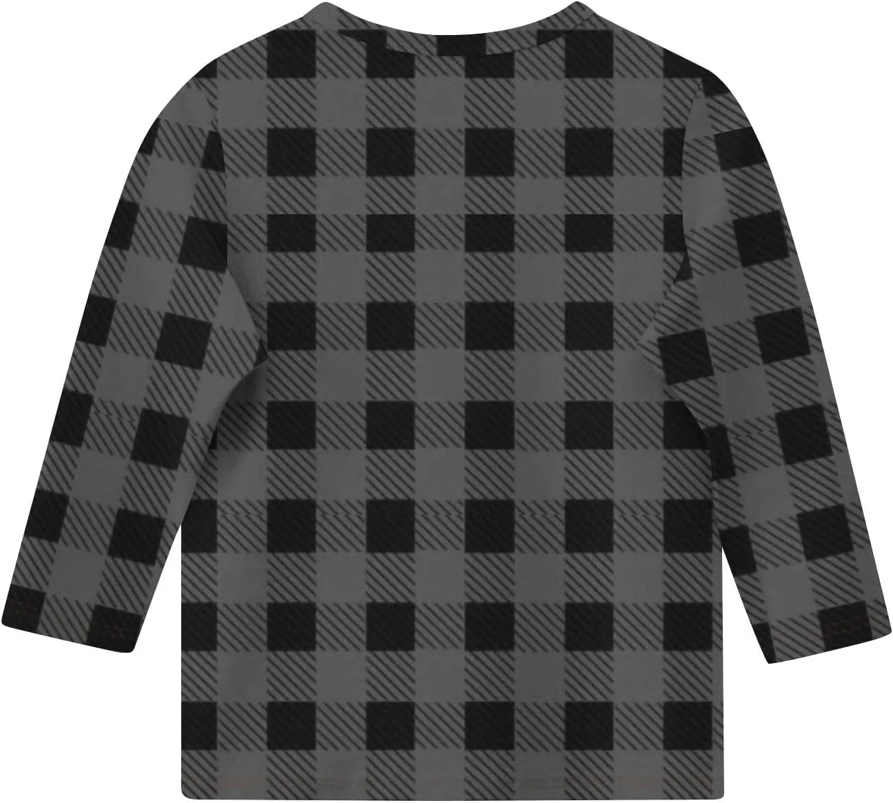 3/4 Length Sleeve Girls Tops Cute Plaid Print Tees Basic Crewneck Tops Trendy Blouses Back to School Outfits for Girls