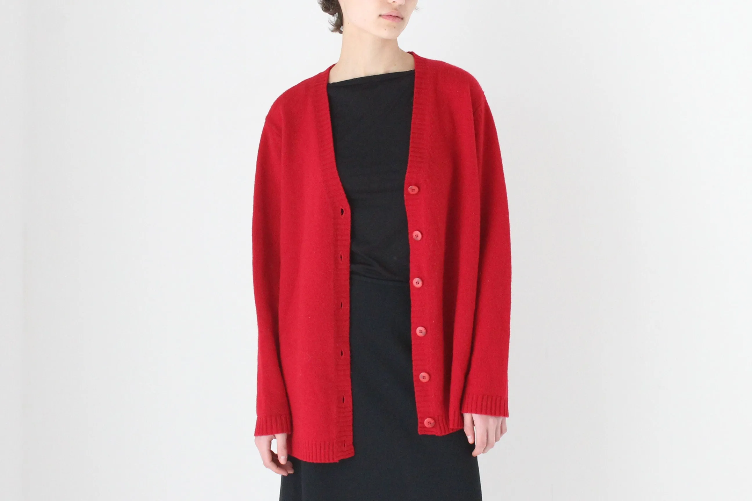 90s Pure Lambswool Oversized   Slouchy V Neck Cardigan