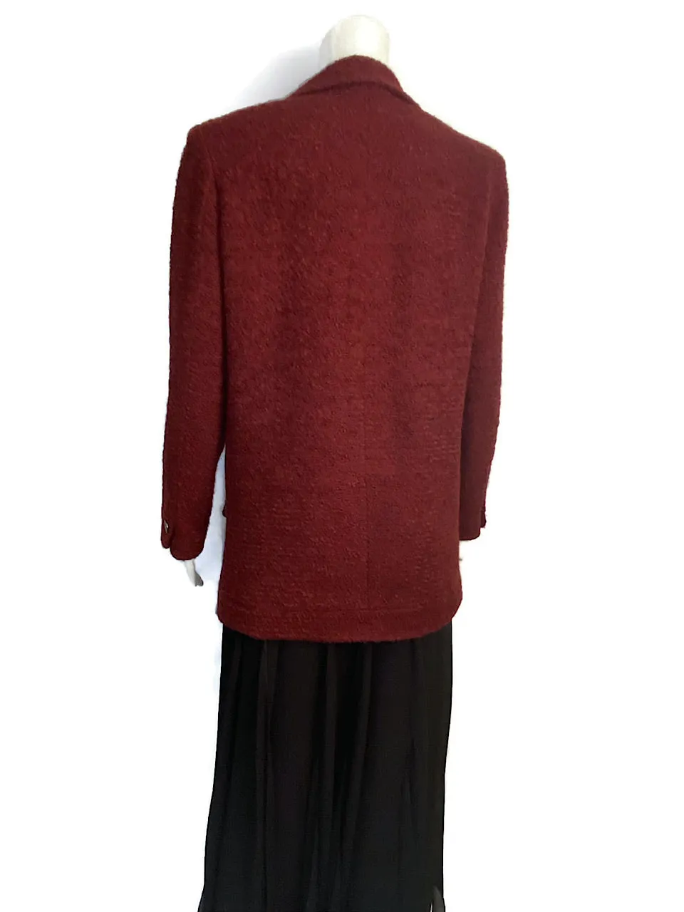 97A, 1997 Fall Vintage Chanel Mahogany Rust Boucle Blazer Jacket FR 38