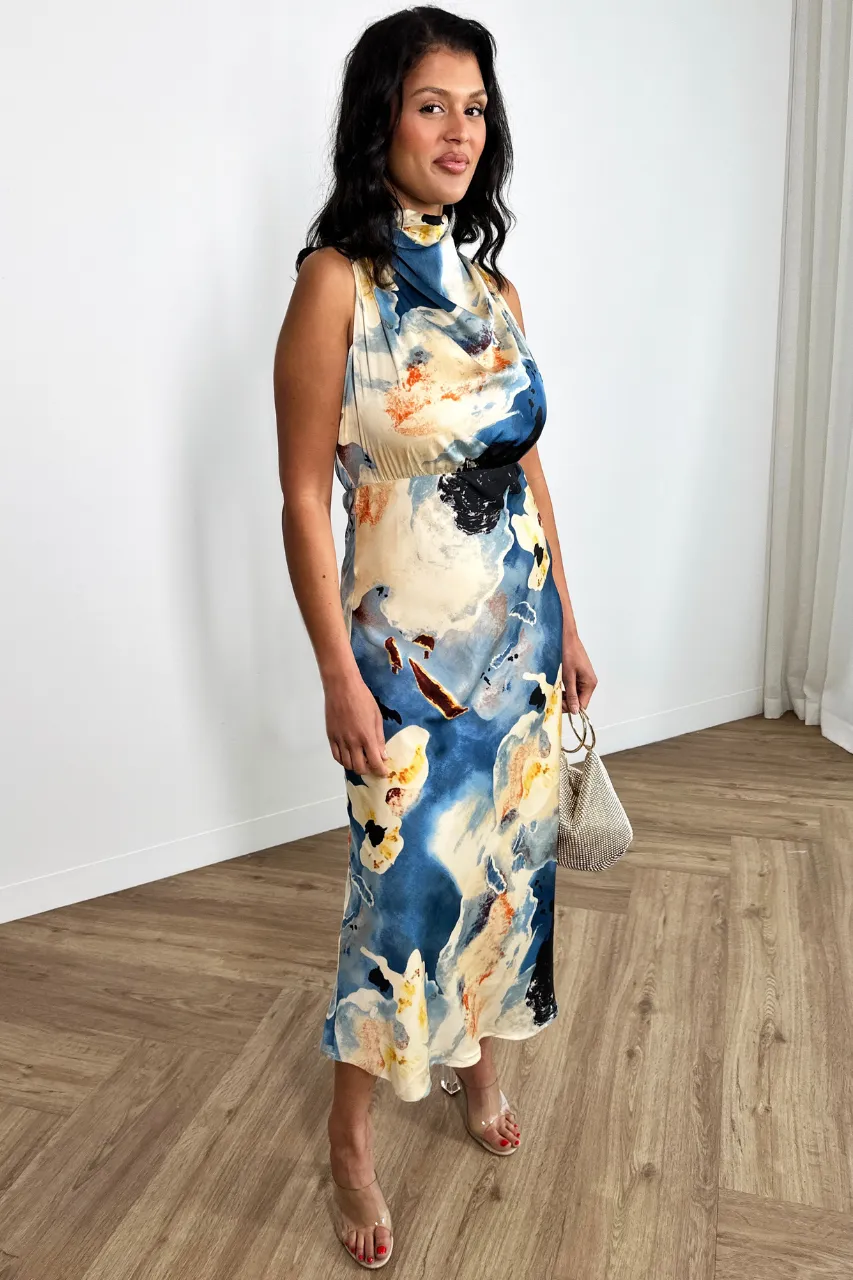 Aurora Dress - Cowl Neck Midi - Print