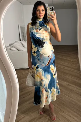 Aurora Dress - Cowl Neck Midi - Print