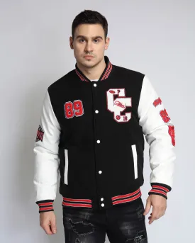 Baseball Bomber Jacket with Contrast Sleeves-Mexico Local Delivery