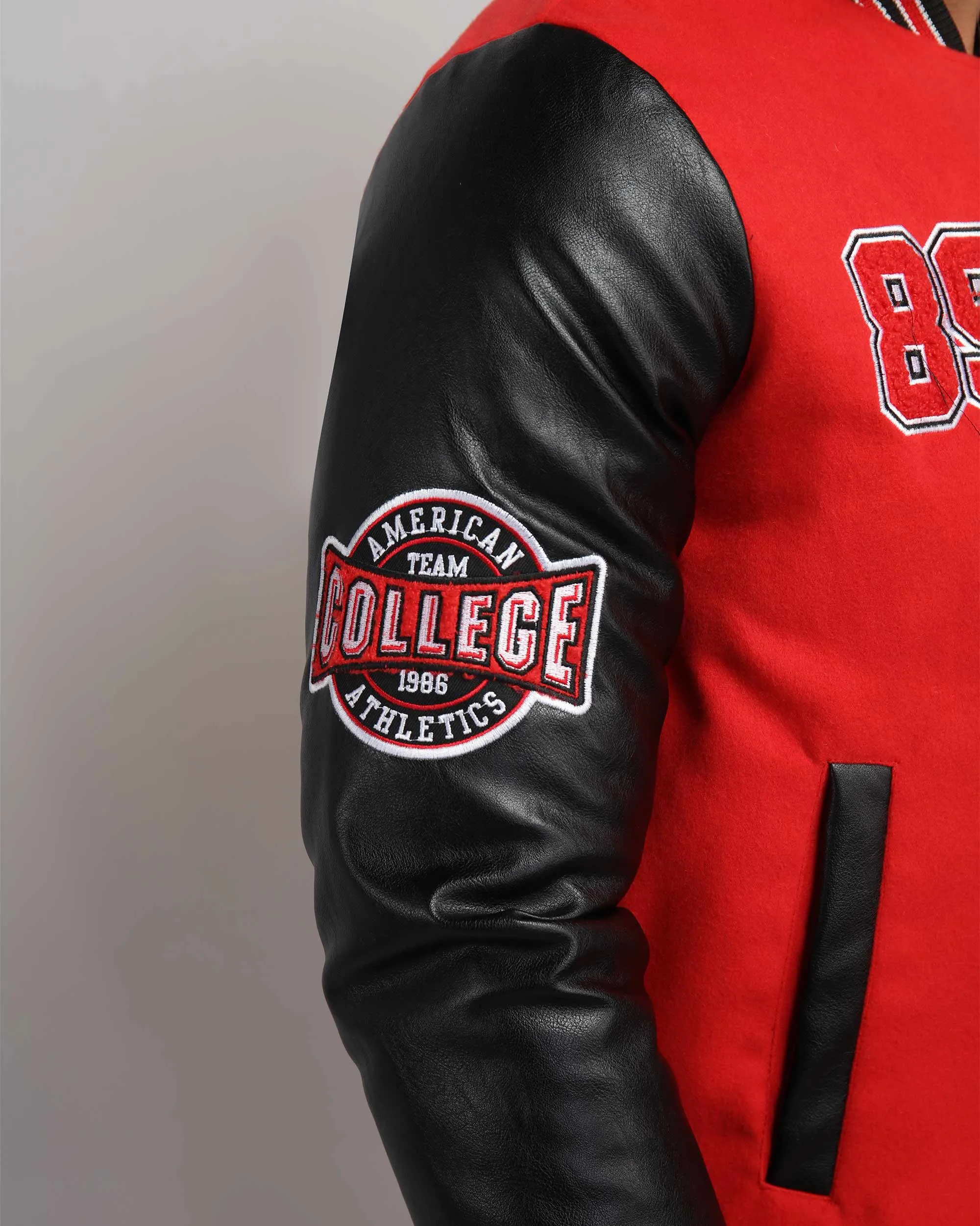 Baseball Bomber Jacket with Contrast Sleeves-Mexico Local Delivery