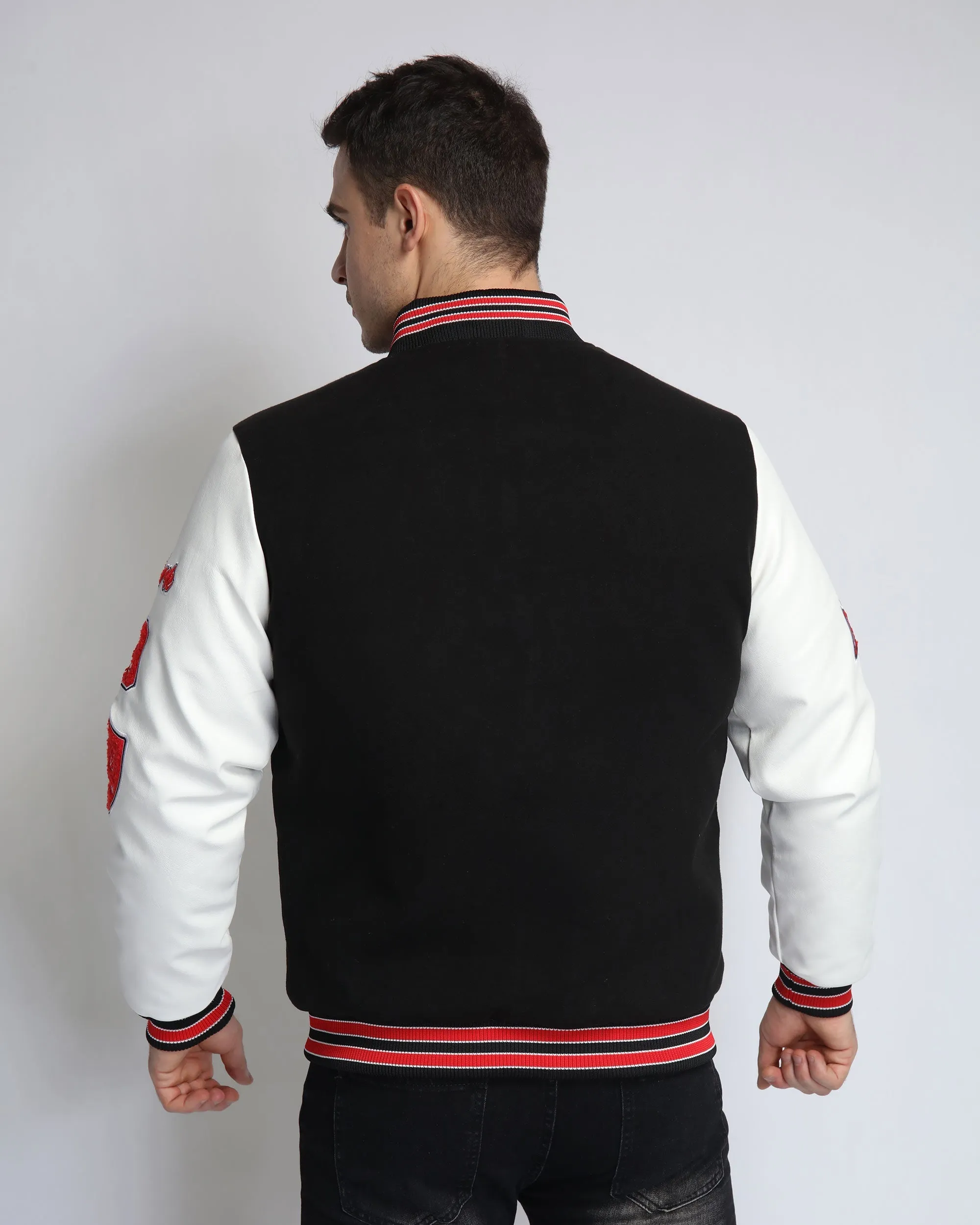 Baseball Bomber Jacket with Contrast Sleeves-Mexico Local Delivery