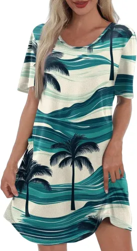 Beach Vacation Clothes for Women Summer Spring Dresses 2025 Middle Sleeve Round Neck Casual Sundress with Pocket