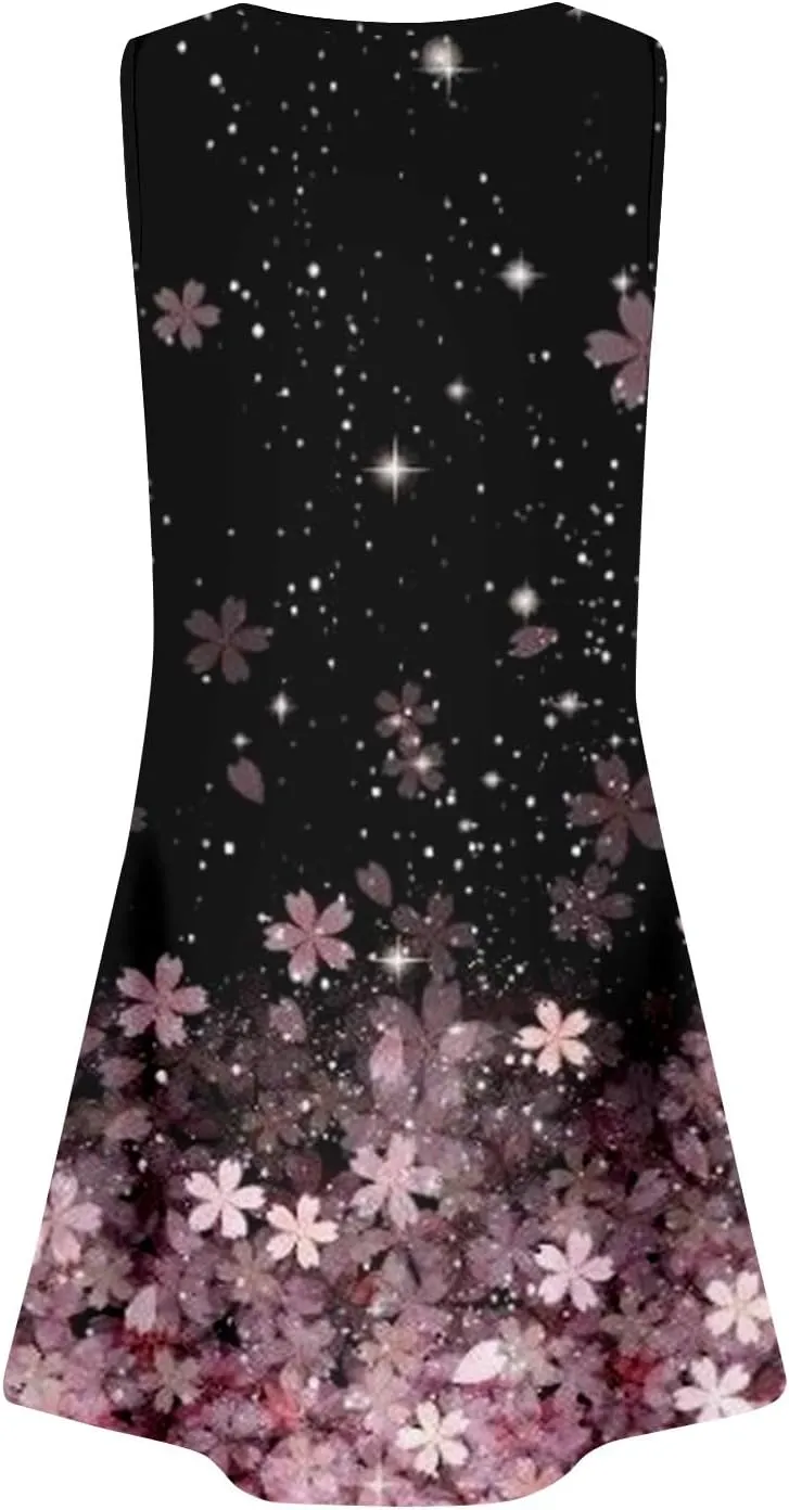 Beach Vacation Clothes for Women Summer Spring Dresses 2025 Sleeveless Square Collar Casual Sundresses