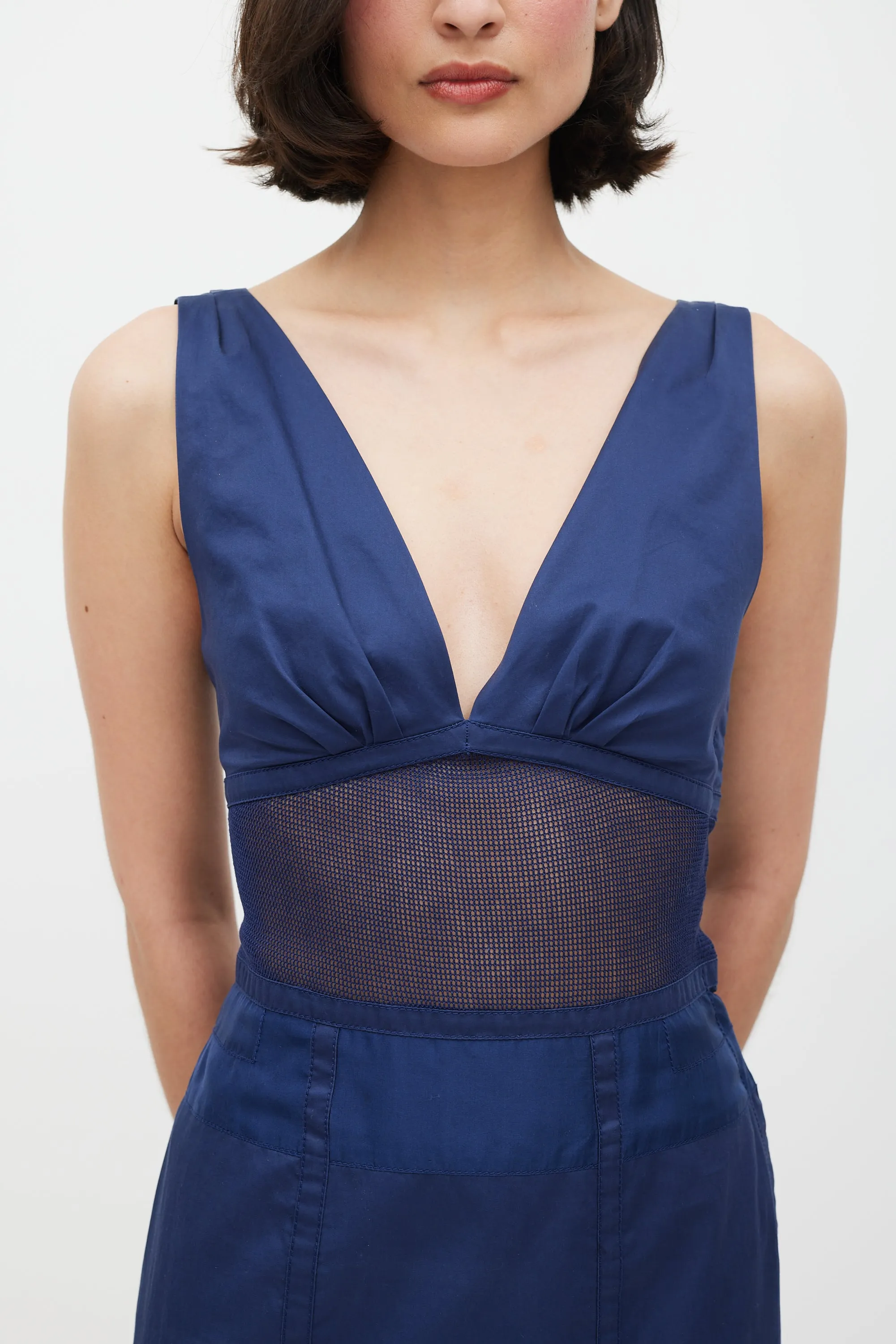 Blue Mesh Insert Dress