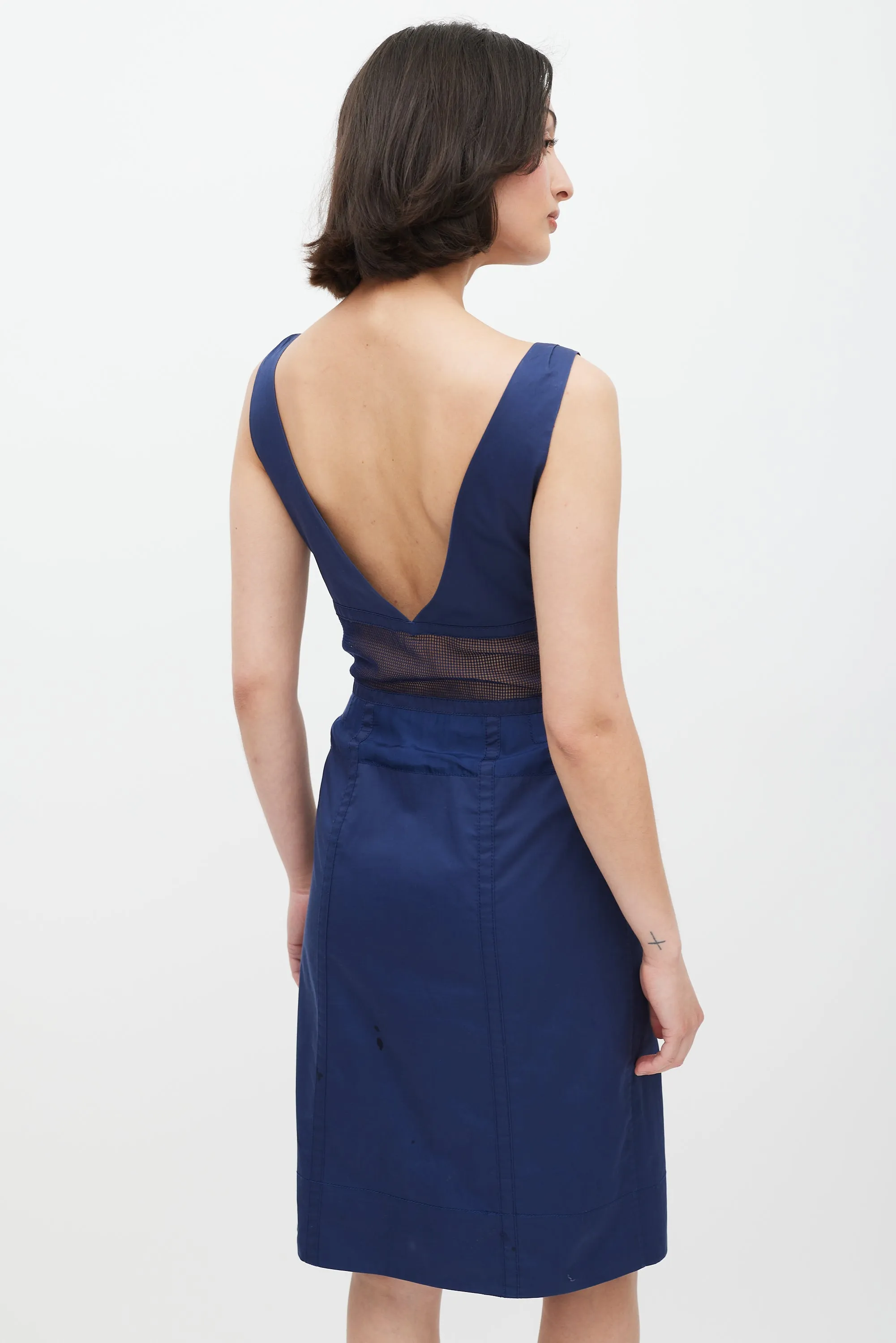 Blue Mesh Insert Dress