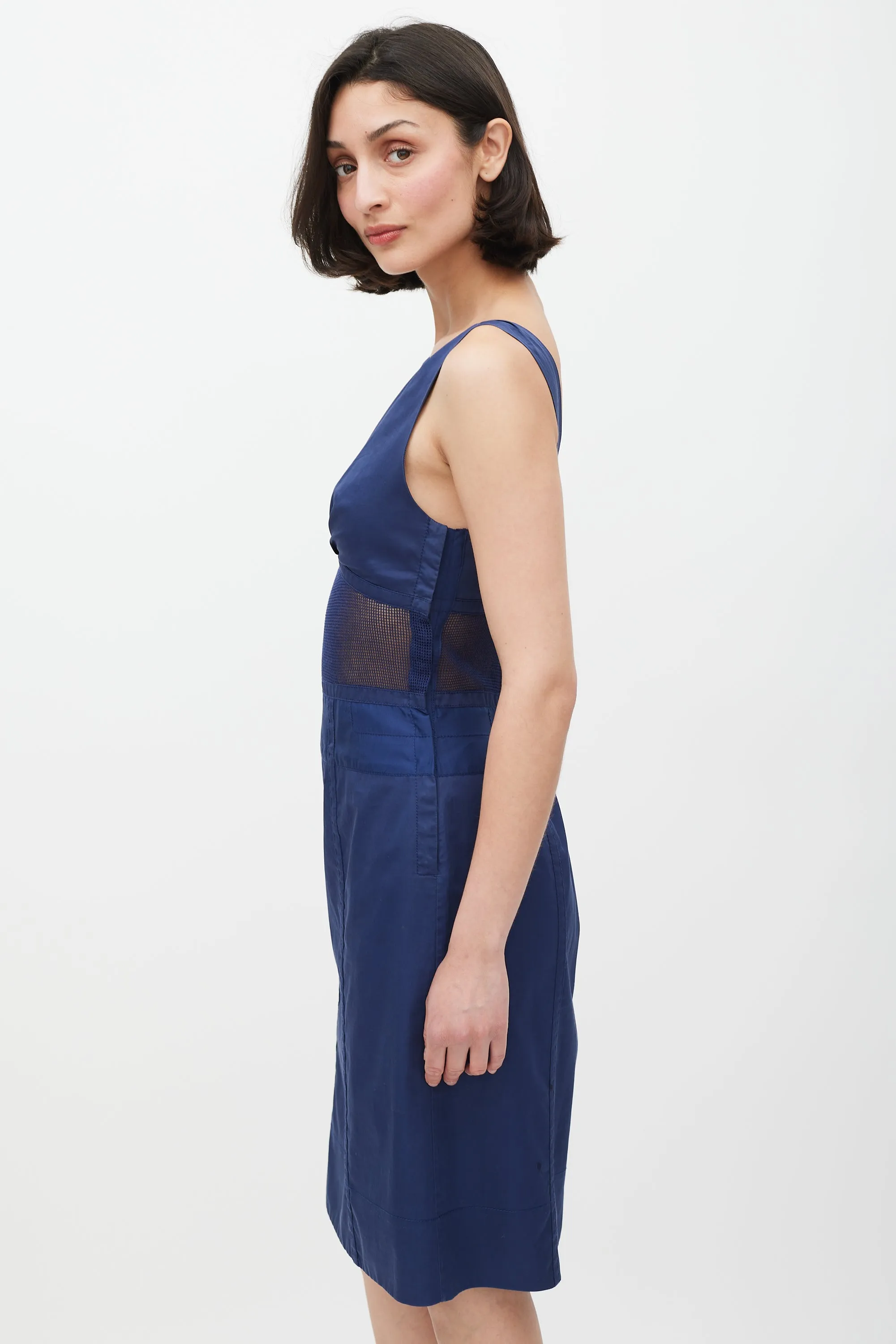 Blue Mesh Insert Dress