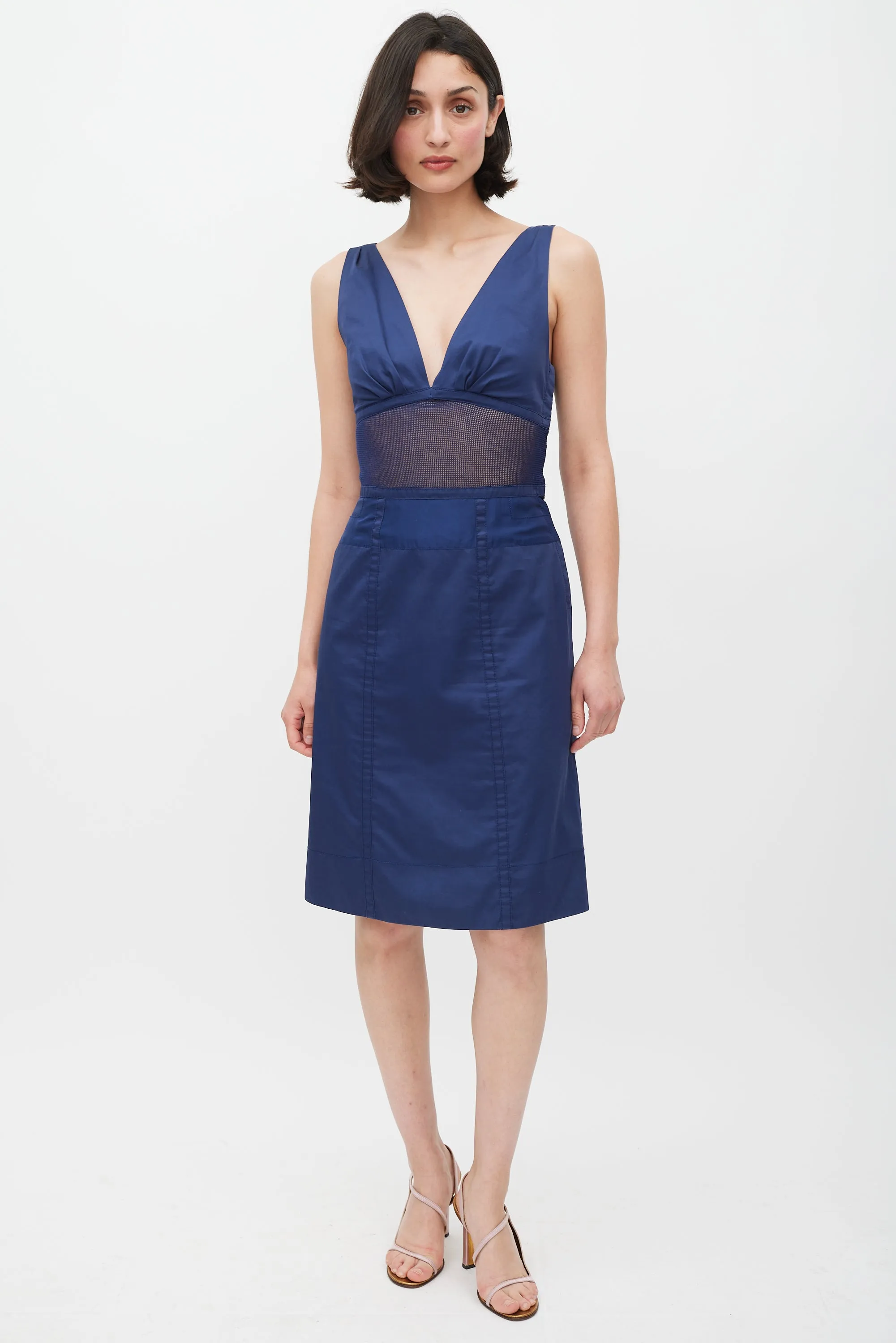 Blue Mesh Insert Dress