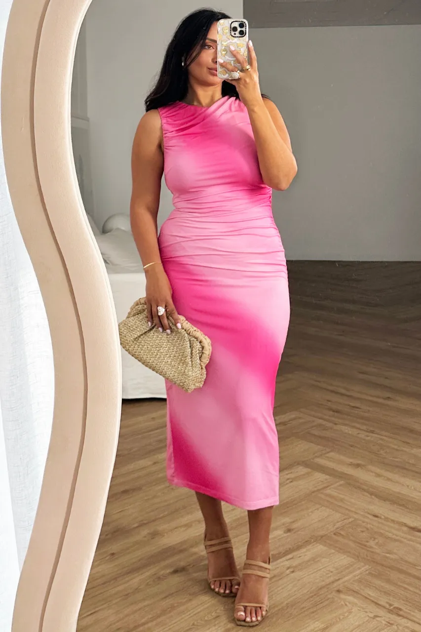 Canning Dress - High Neck Sleeveless Mesh - Pinks