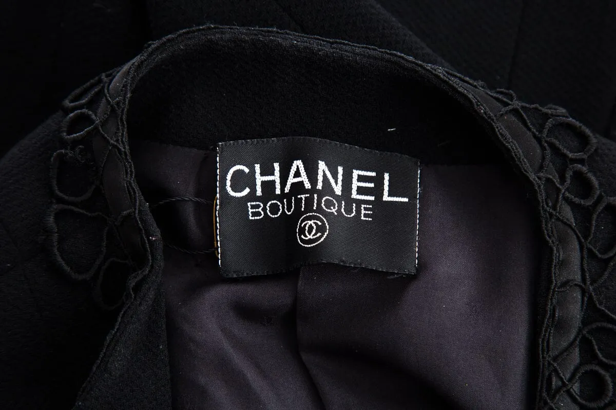 Chanel Boutique Vintage Black Lace Detail Jacket SZ 40