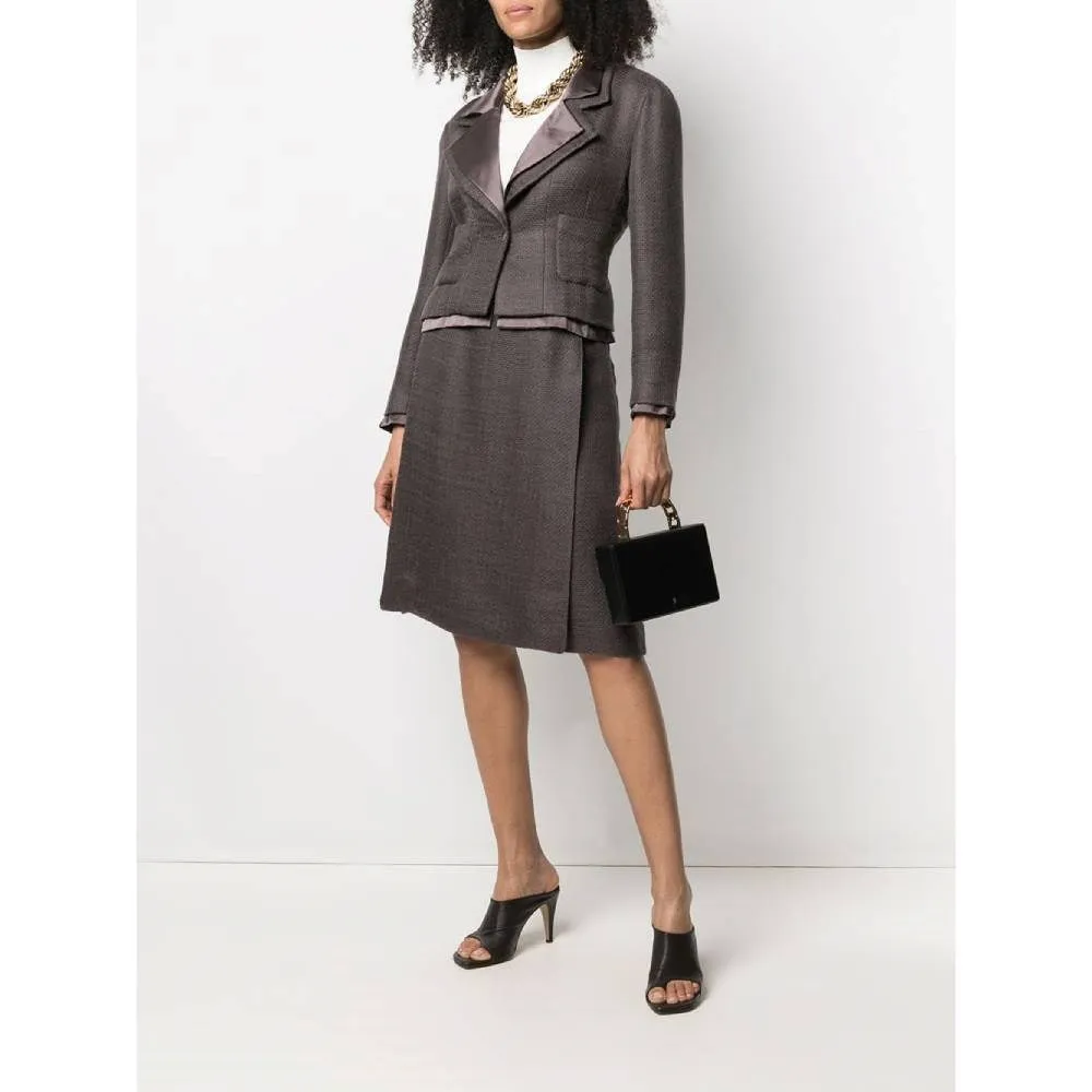 CHANEL Chanel Grey Mohair Skirt Suit