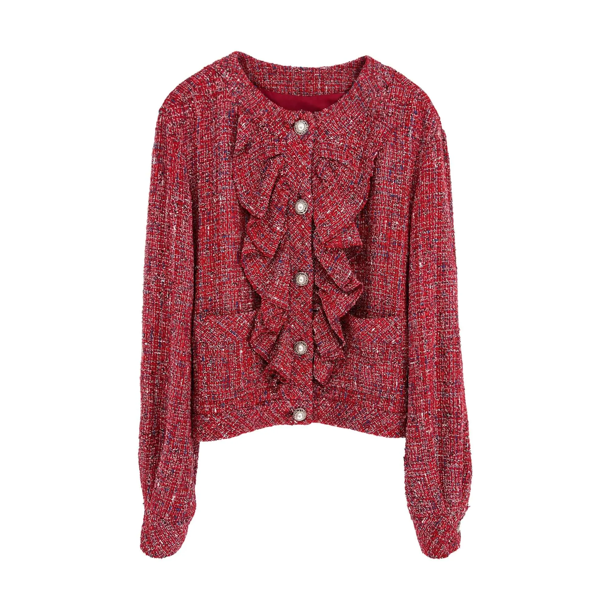 Chanel scarlet red tweed jacket 2019 spring collection