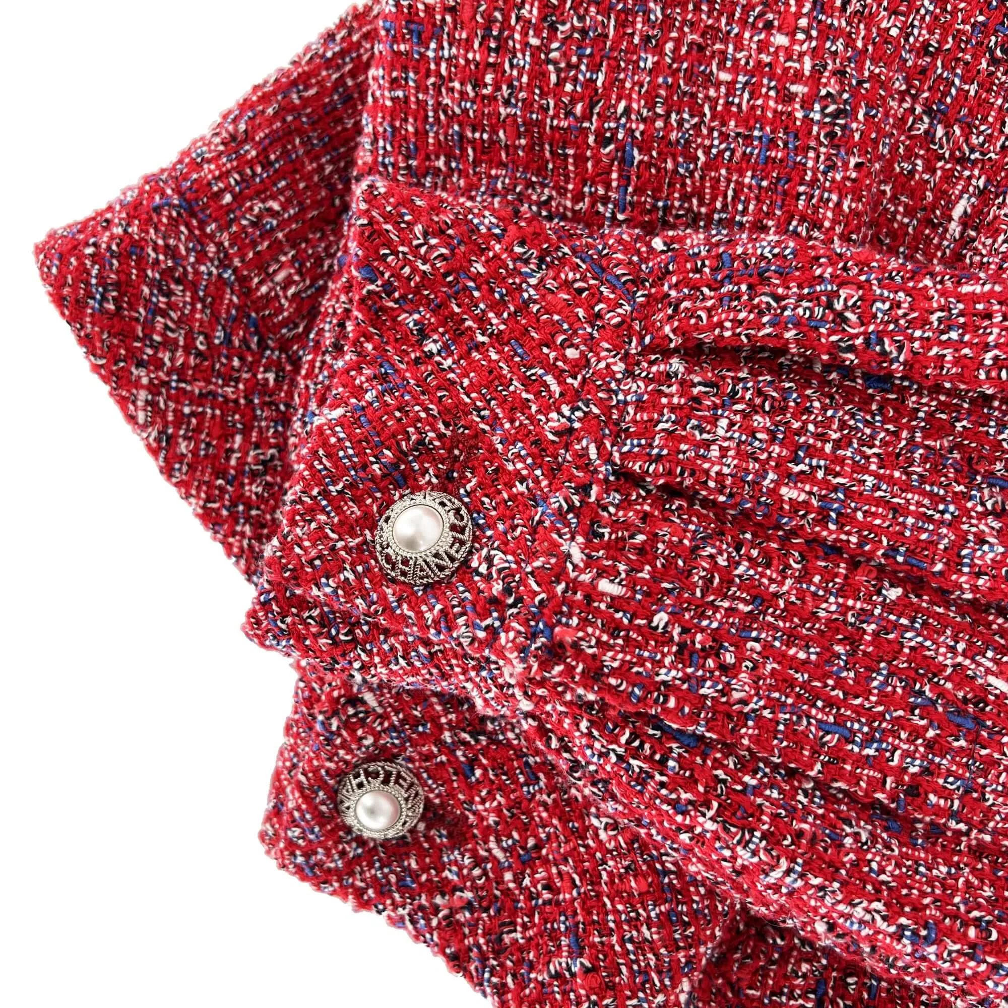 Chanel scarlet red tweed jacket 2019 spring collection