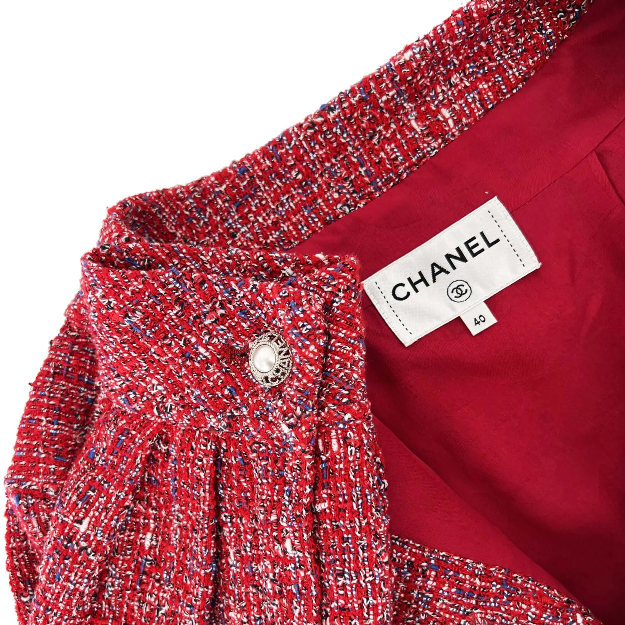 Chanel scarlet red tweed jacket 2019 spring collection