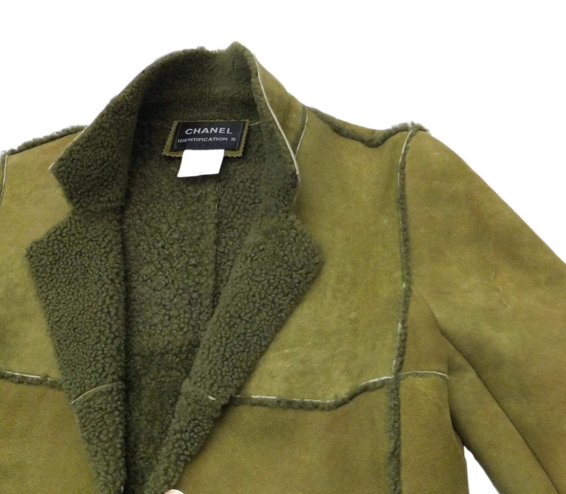 Chanel Vintage Runway Rare Green Shearling Jacket