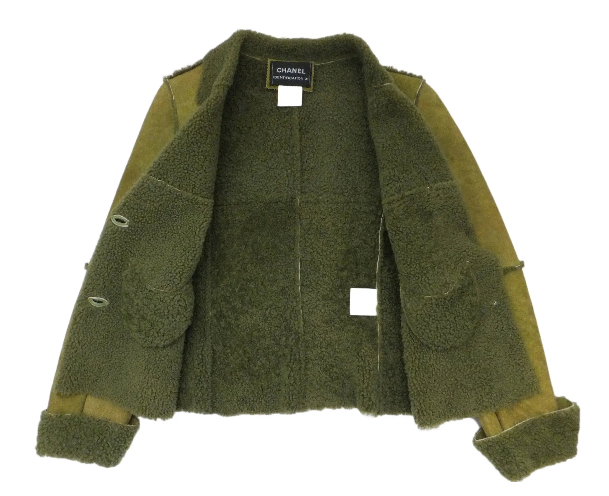 Chanel Vintage Runway Rare Green Shearling Jacket