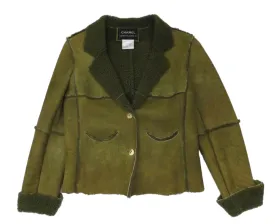 Chanel Vintage Runway Rare Green Shearling Jacket
