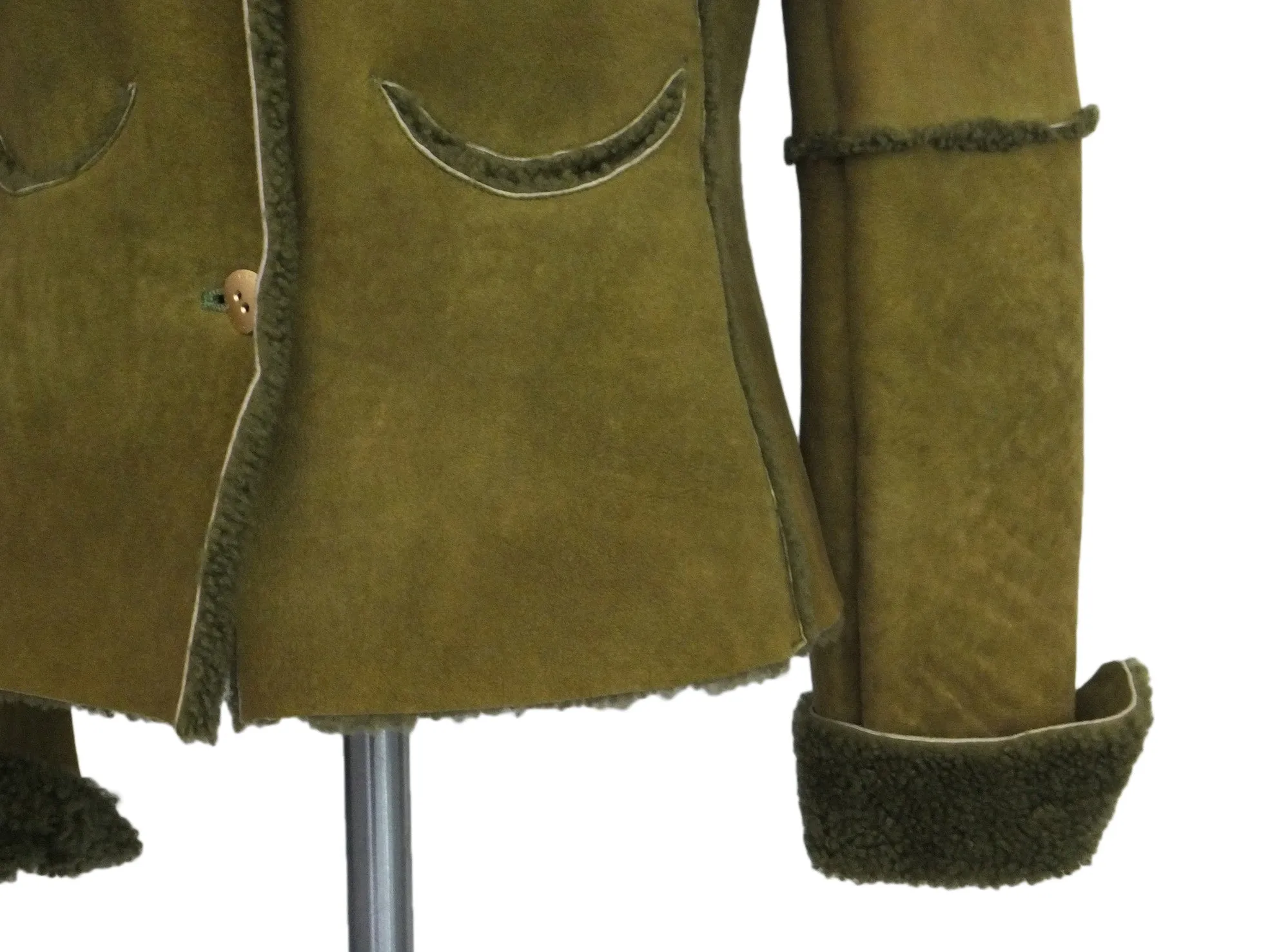 Chanel Vintage Runway Rare Green Shearling Jacket