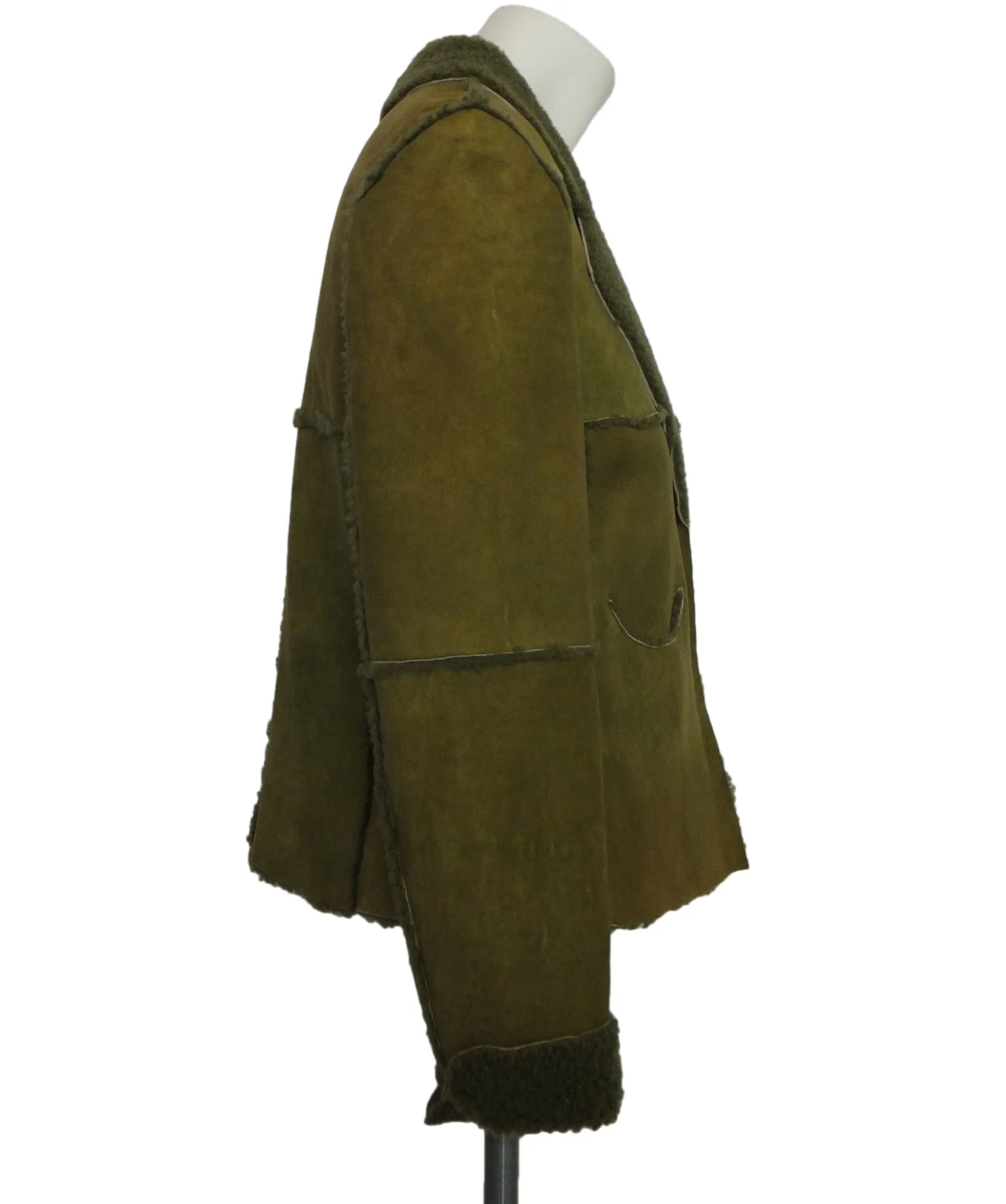 Chanel Vintage Runway Rare Green Shearling Jacket