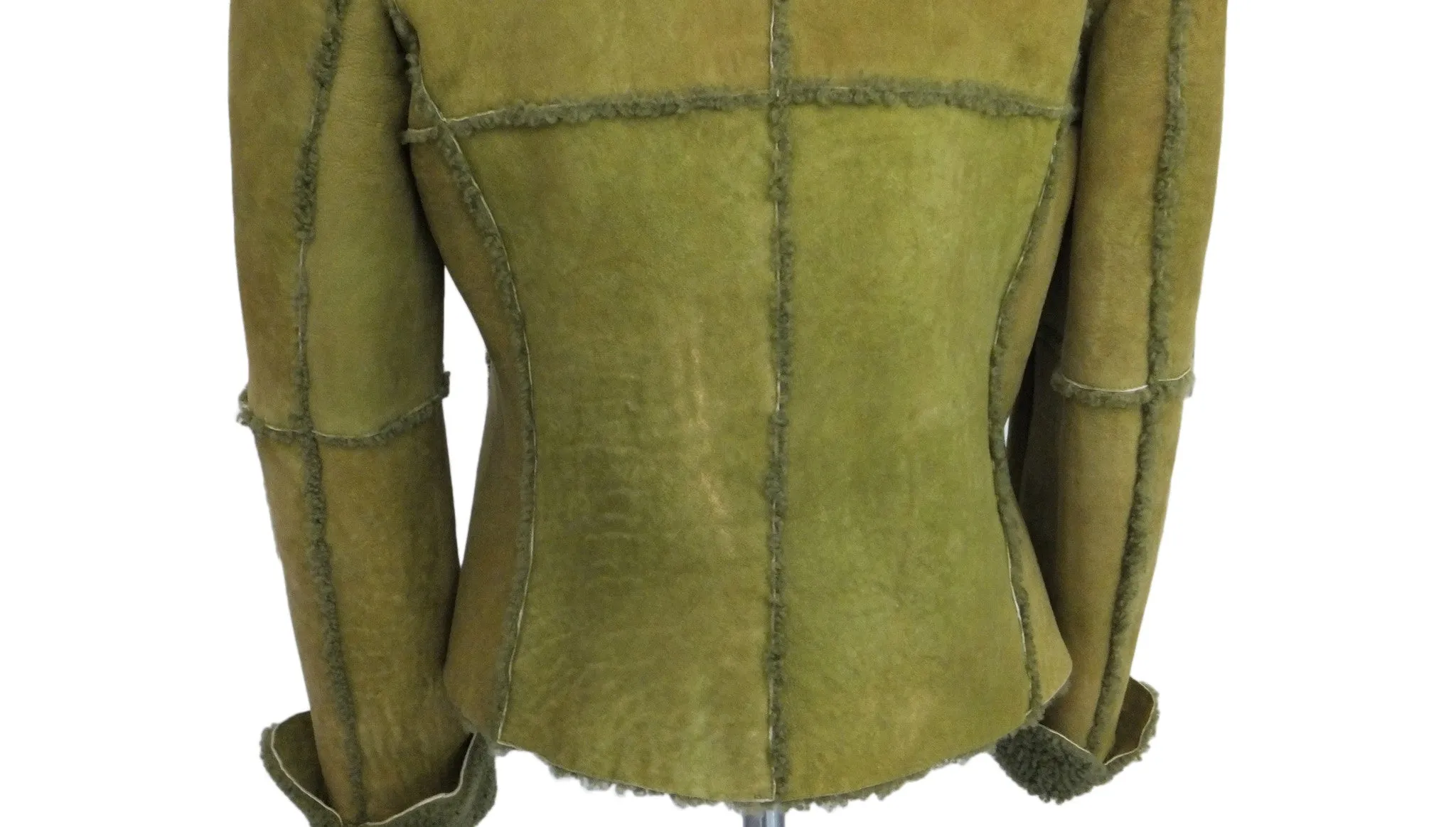 Chanel Vintage Runway Rare Green Shearling Jacket