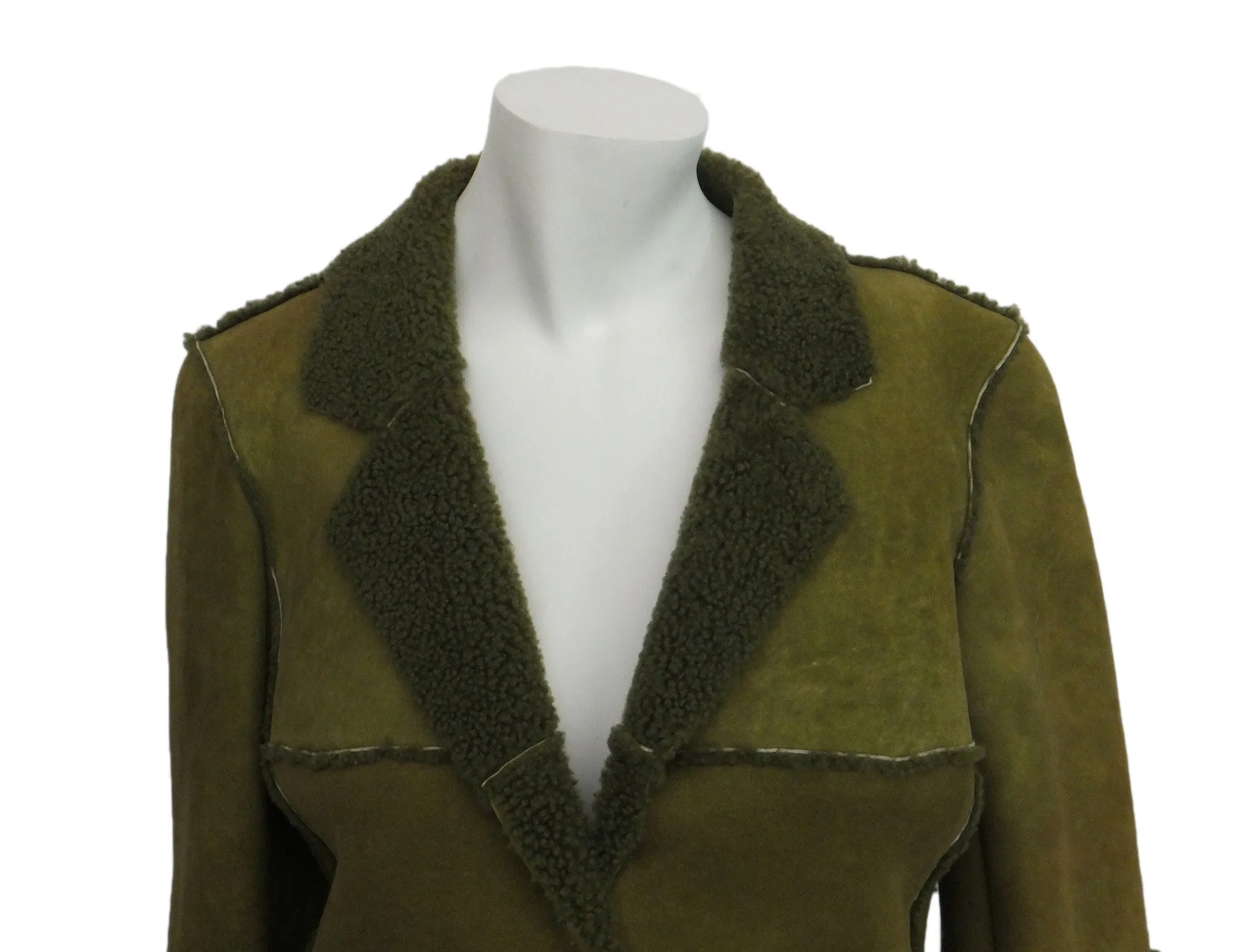 Chanel Vintage Runway Rare Green Shearling Jacket