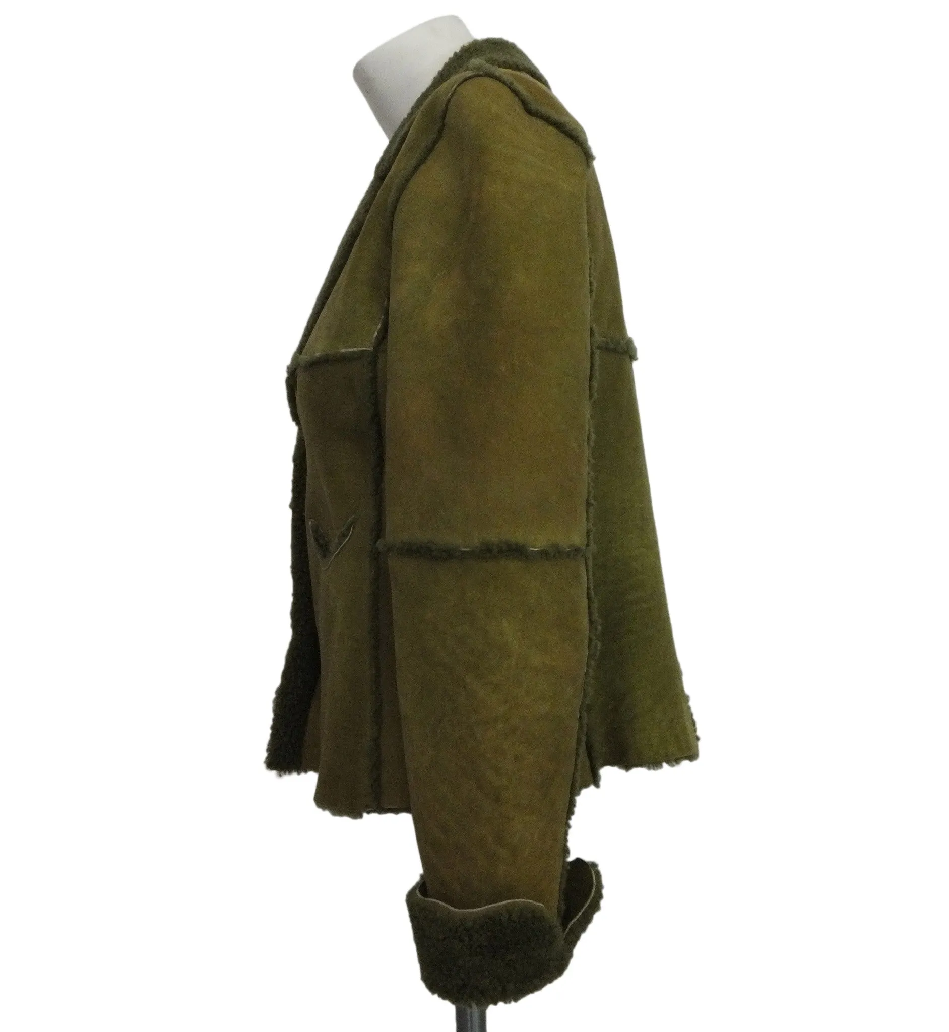 Chanel Vintage Runway Rare Green Shearling Jacket