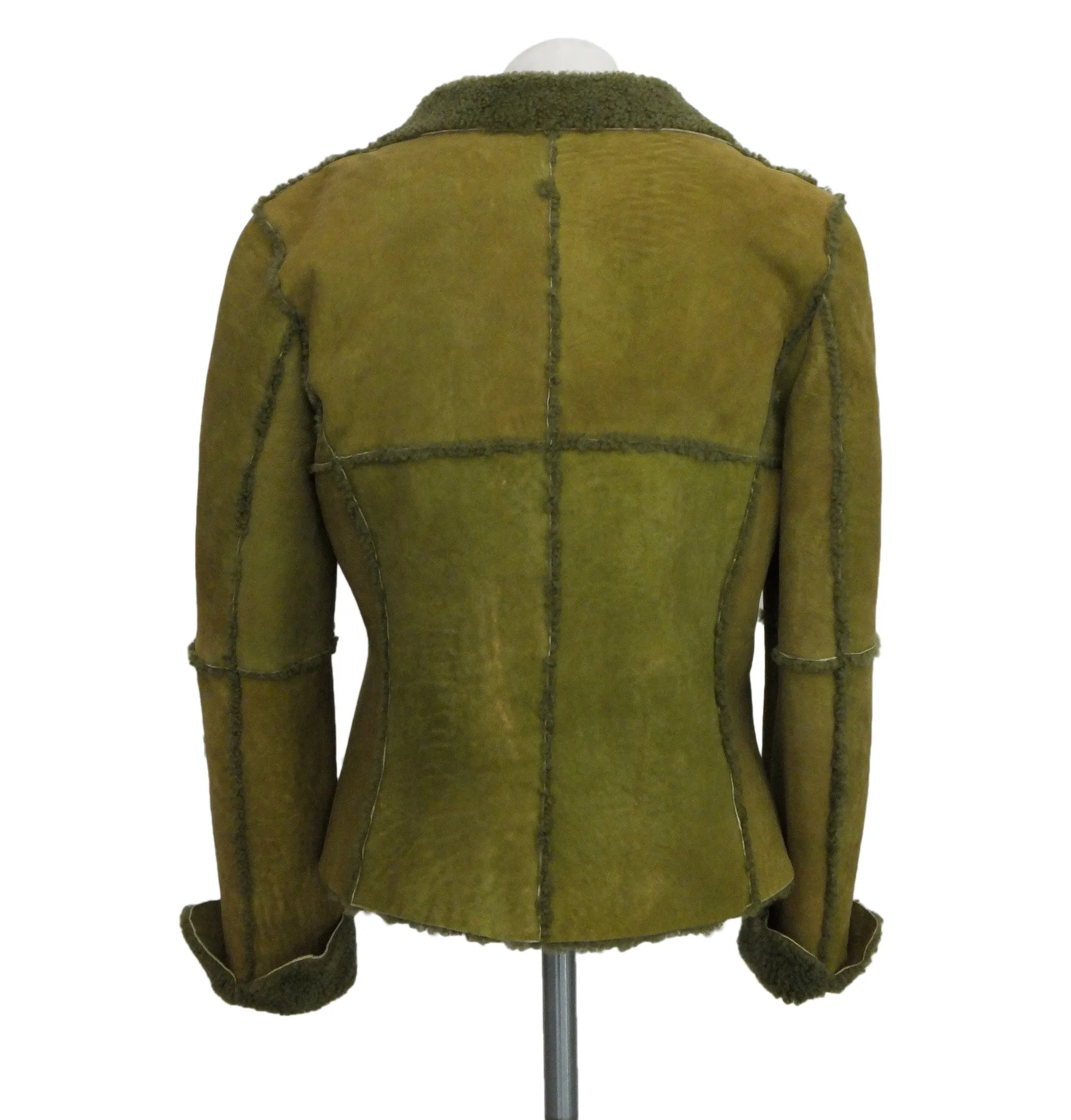 Chanel Vintage Runway Rare Green Shearling Jacket