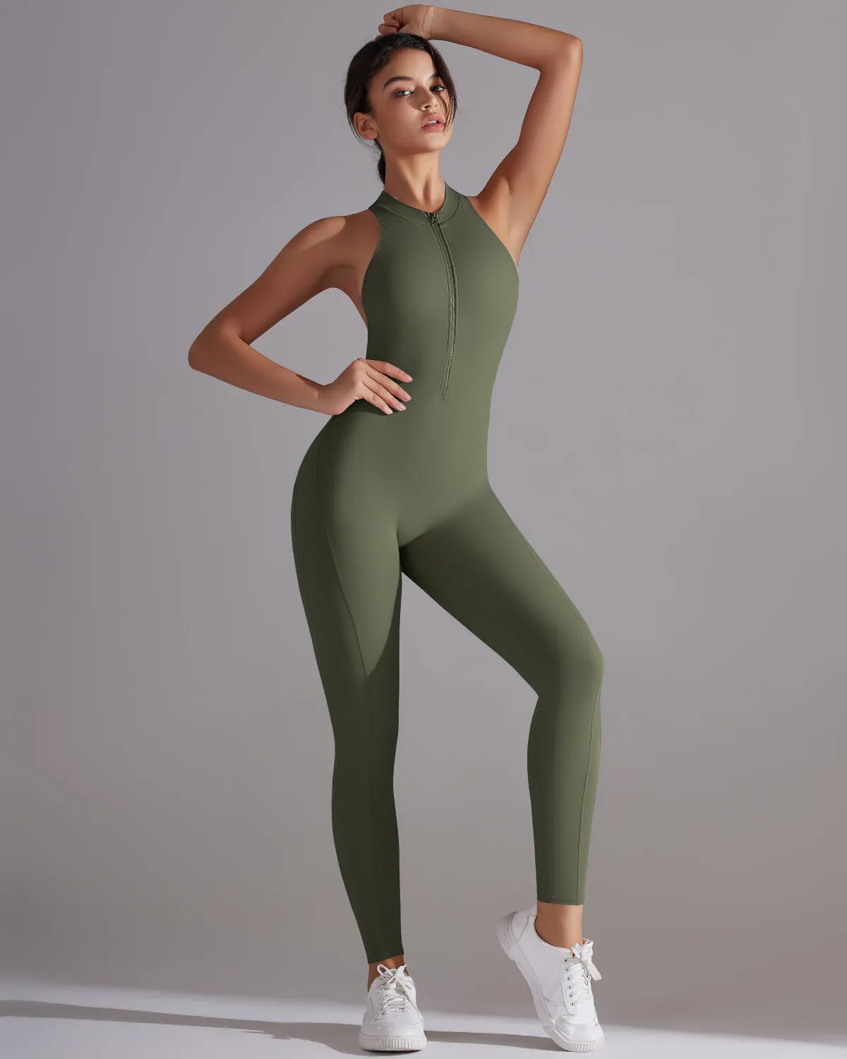 Coralie Seamless Scrunch Jumpsuit - Army Green