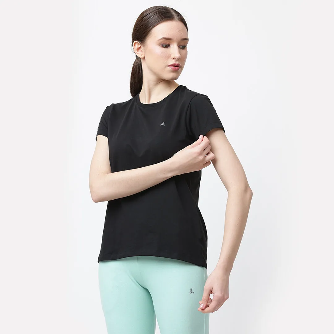 Crew Neck Solid T-Shirt - Black
