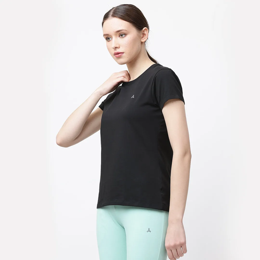 Crew Neck Solid T-Shirt - Black