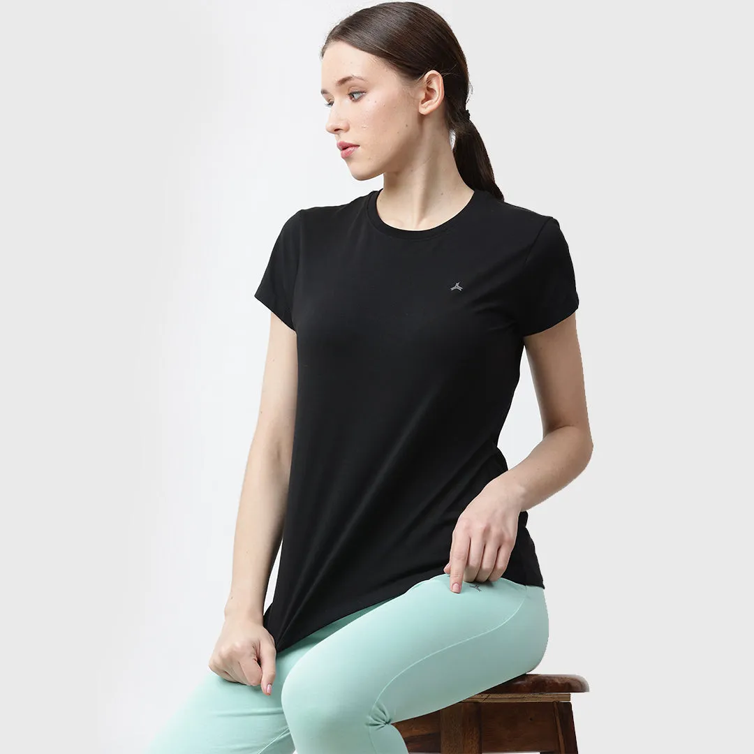 Crew Neck Solid T-Shirt - Black