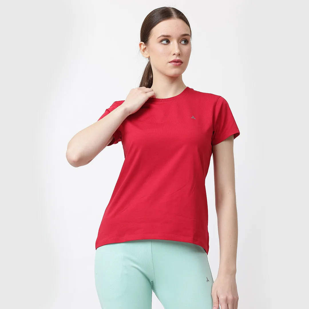 Crew Neck Solid T-Shirt - Chilli Red