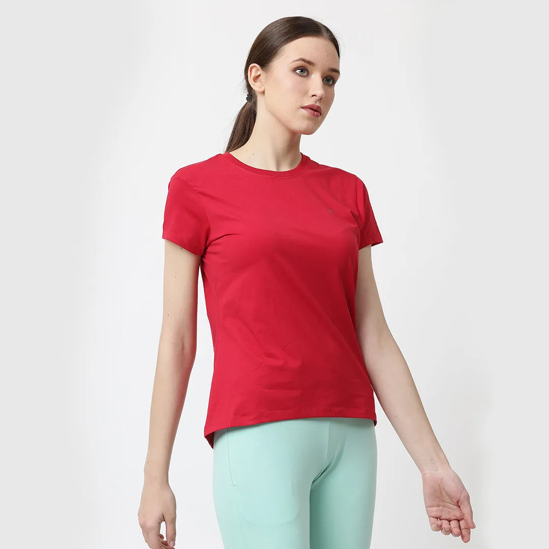 Crew Neck Solid T-Shirt - Chilli Red