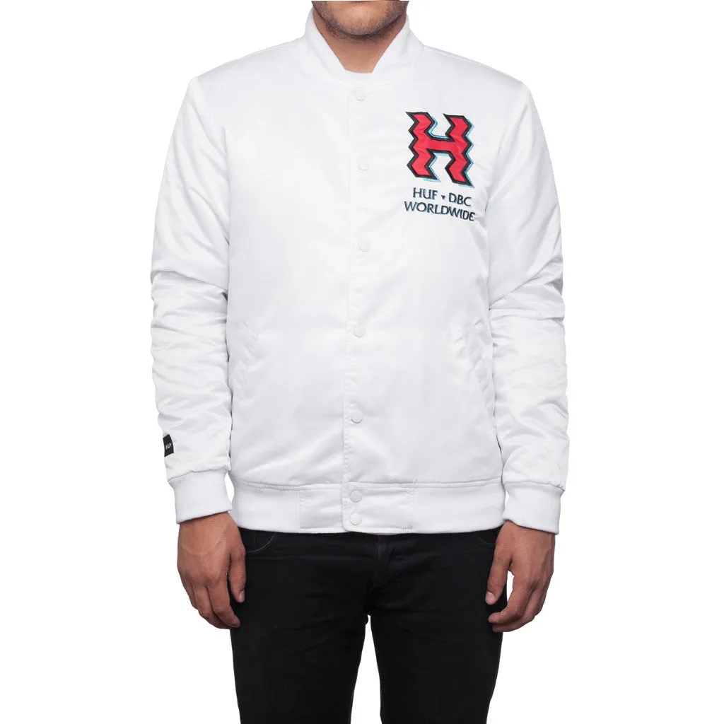CROOKED H SATIN JACKET // WHITE