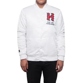 CROOKED H SATIN JACKET // WHITE