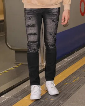 Distressed Black Ripped Jeans with Streetwear Appeal
