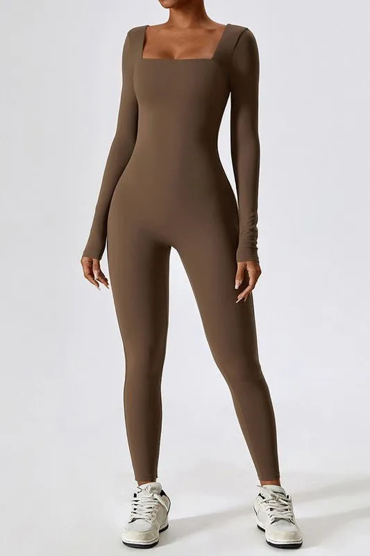 Eboni Long sleeve square collar jumpsuit