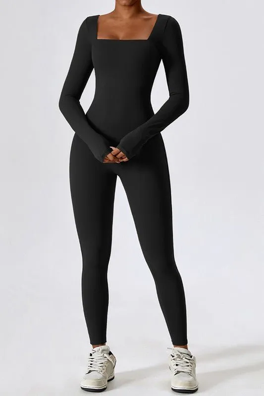 Eboni Long sleeve square collar jumpsuit