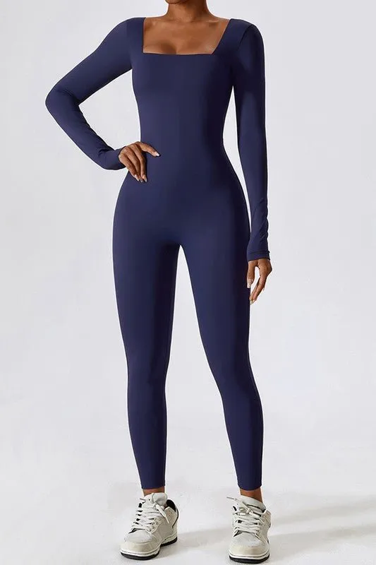 Eboni Long sleeve square collar jumpsuit