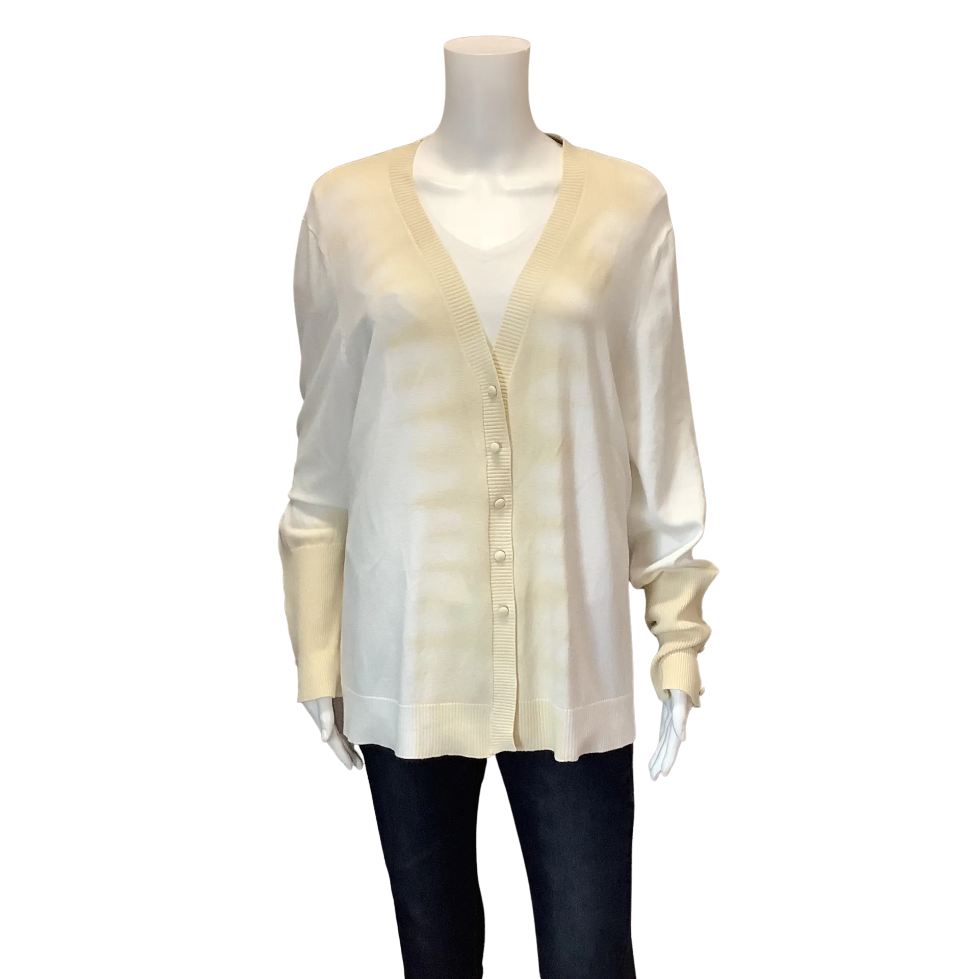 Ecru Womens Cardigan Long Sleeve Tan Tie Dye Size: XL