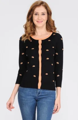Embroidered Hamburger Cardigan