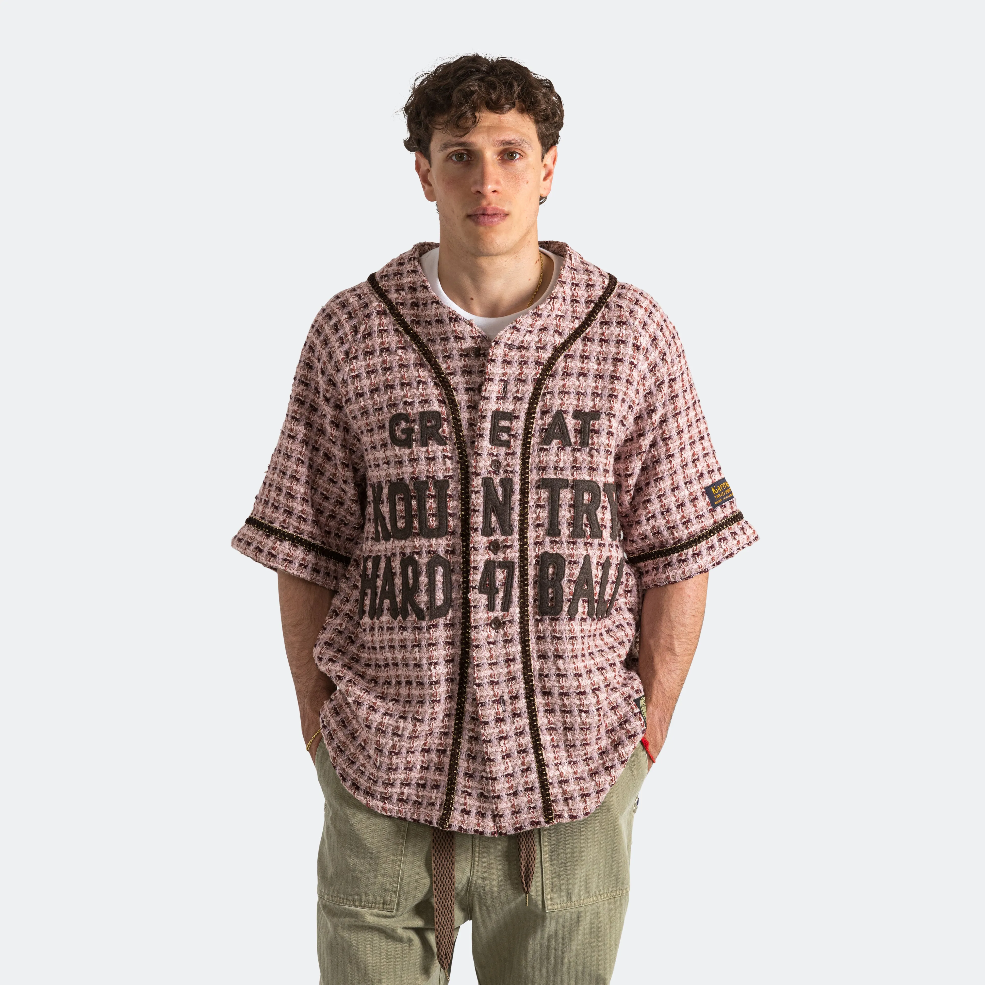 Fancy Tweed GREAT KOUNTRY Baseball Shirt - Pink